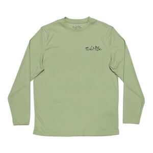 Green - Salt Life Men's Long Sleeve Regular Fit Lightweight Crew Neck UV Logo Te